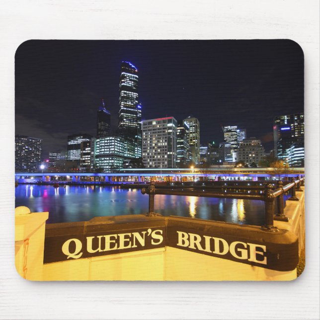 Melbourne CBD Queens Bridge City Ljus Musmatta (Framsidan)