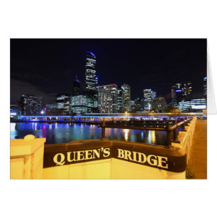 Melbourne CBD Queens Bridge City Ljus OBS Kort