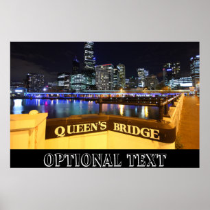 Melbourne CBD Queens Bridge City Ljus Poster