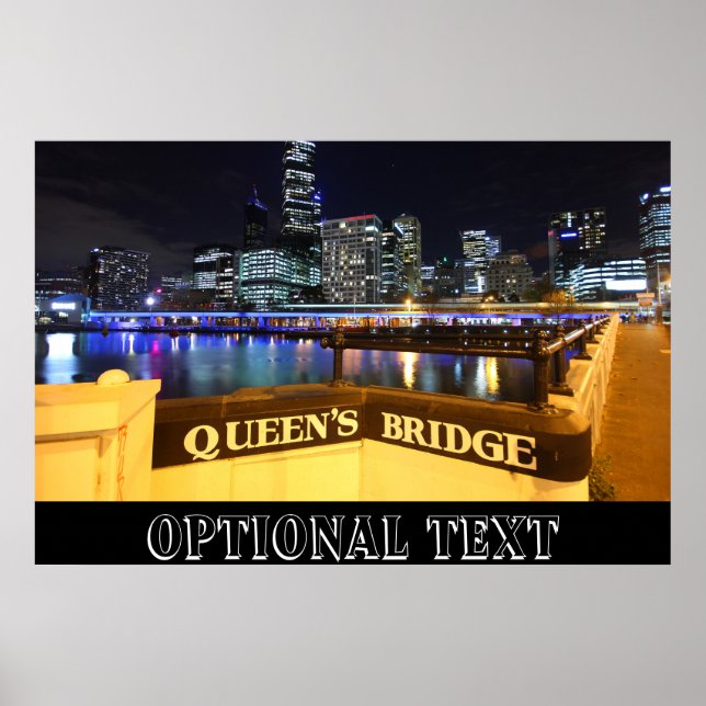 Melbourne CBD Queens Bridge City Ljus Poster (Framsidan)