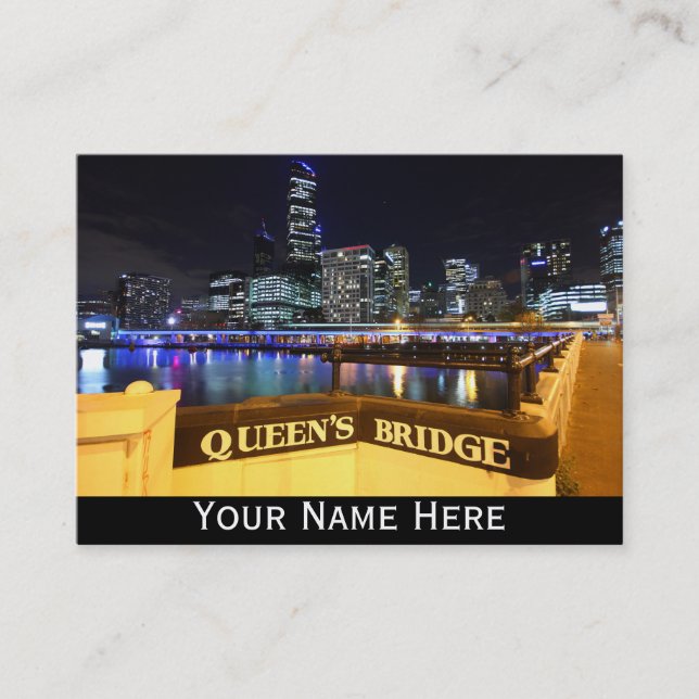 Melbourne CBD Queens Bridge City Ljus Visitkort (Framsida)