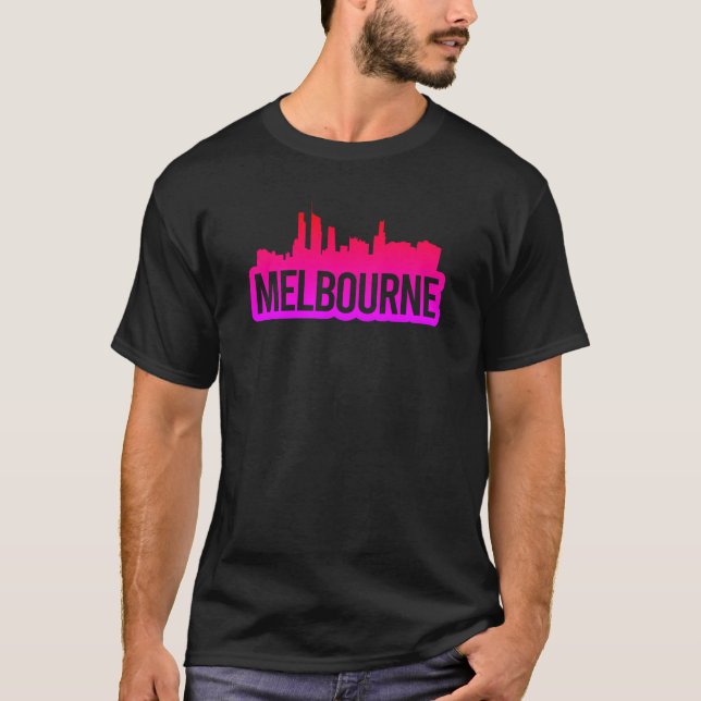 Melbourne City Australien Victoria skyline souveni T Shirt (Framsida)