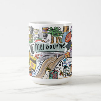 Melbourne City Illustration Mug, White Kaffemugg