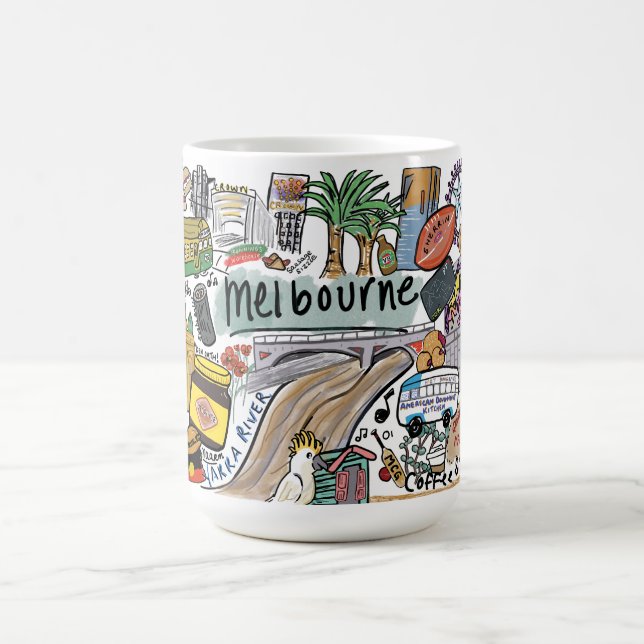 Melbourne City Illustration Mugg, Vit Kaffemugg (Center)