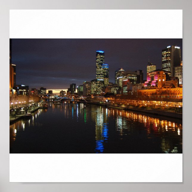 Melbourne Evening Skyline Poster (Framsidan)