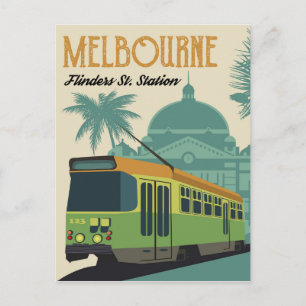 Melbourne, Flinders Street Station Spårvagn Vykort