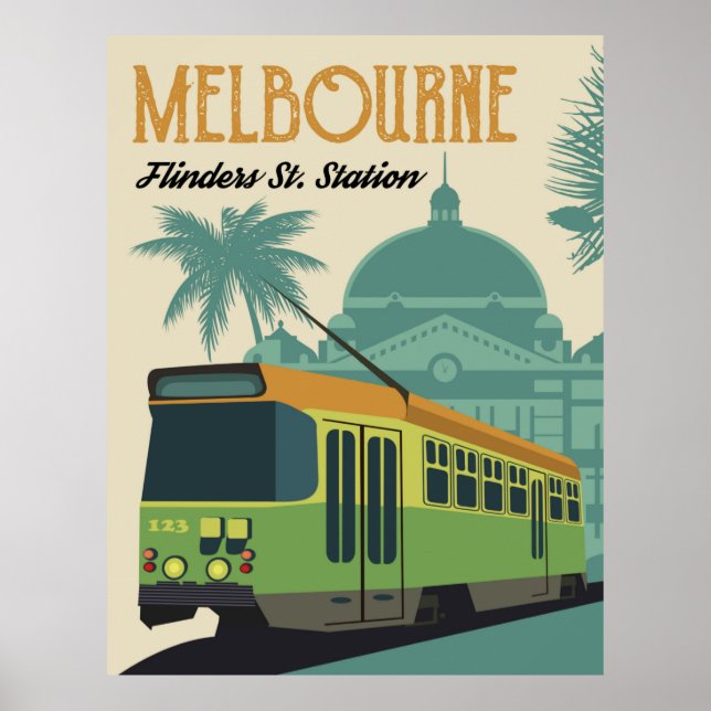 Melbourne, Flinders Street Station Tram Poster (Framsidan)