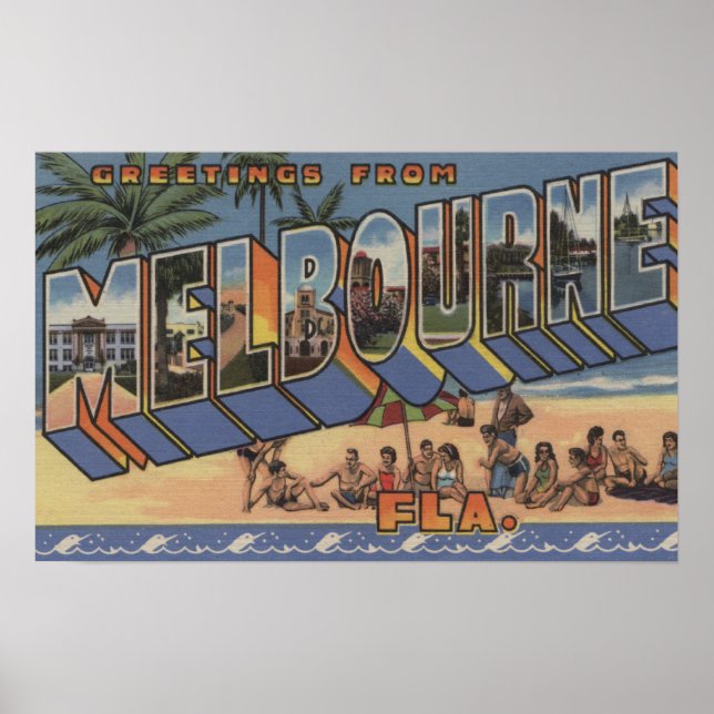 Melbourne, Florida - Large Brev Scenes Poster (Framsidan)