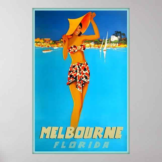 Melbourne Florida Resemålning Plakat Ny Brevard Co Poster (Framsidan)