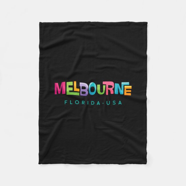 Melbourne Florida Retro Tropisk Design  Fleecefilt (Framsidan)