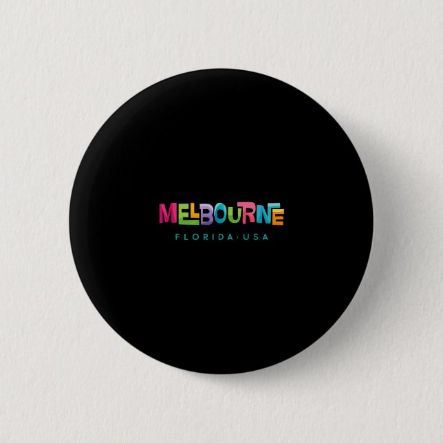 Melbourne Florida Retro Tropisk Design  Knapp (Framsida)