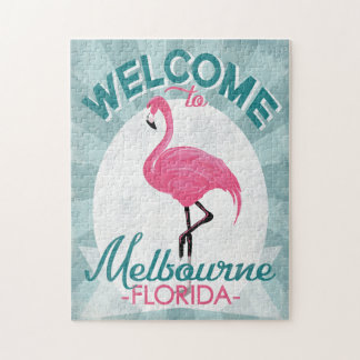 Melbourne Florida Rosa Flamingo Retro Pussel