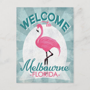 Melbourne Florida Rosa Flamingo Retro Vykort
