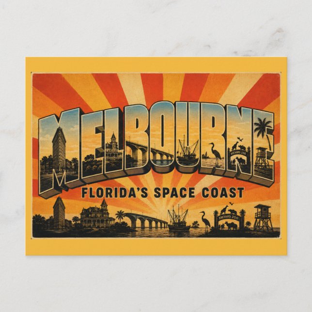 Melbourne Florida Rymdkusten Historiska Flodstaden Vykort (Framsida)