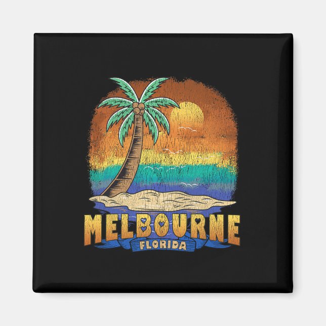 Melbourne Florida Vintage Distress Souvenir Magnet (Framsidan)