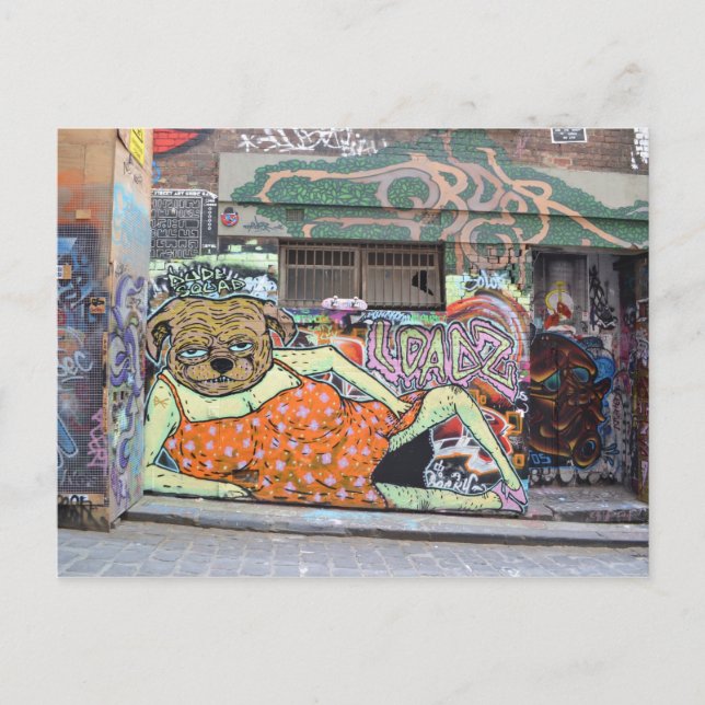 Melbourne Graffiti Urban Art Postcard Hosier Lane Vykort (Framsida)