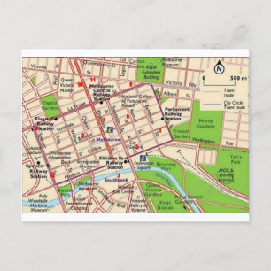Melbourne karta city cbd vykort