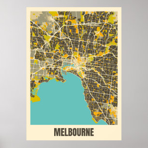 Melbourne Karta Poster