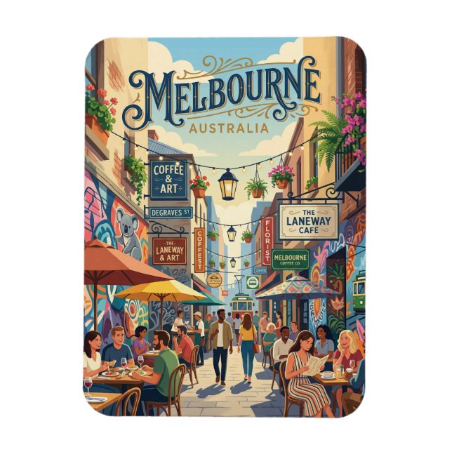 Melbourne Lanes Australien Magnet (Vertikal)