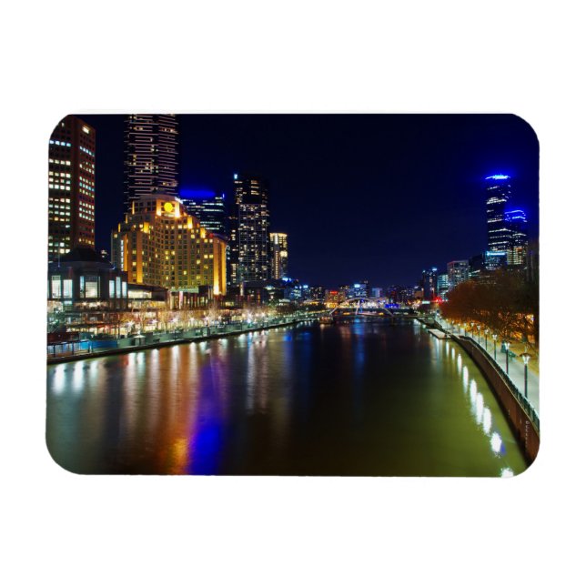 Melbourne på natten magnet (Horisontell)