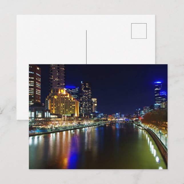 Melbourne på natten vykort (Fram/baksida)