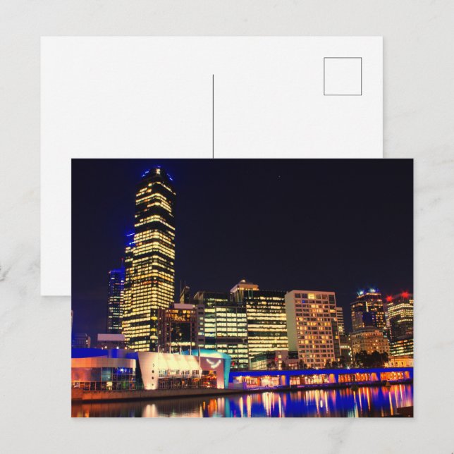 Melbourne på natten vykort (Fram/baksida)
