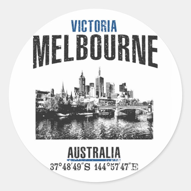 Melbourne Runt Klistermärke (Framsida)