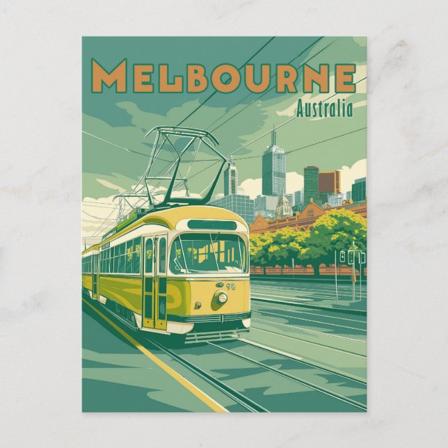 Melbourne-souvenir | Vintage Melbournespårvagn Vykort (Framsida)
