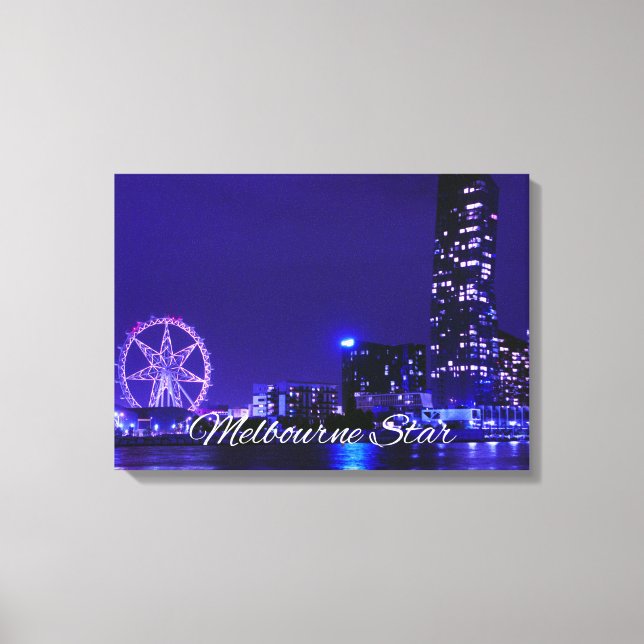 Melbourne Star Wheel with Night Skyline Canvas Art (Framsida)