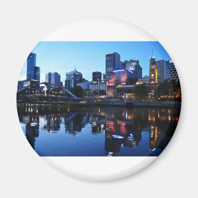 Melbourne Sunset Skyline Magnet (Framsidan)