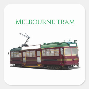 Melbourne tram fyrkantigt klistermärke