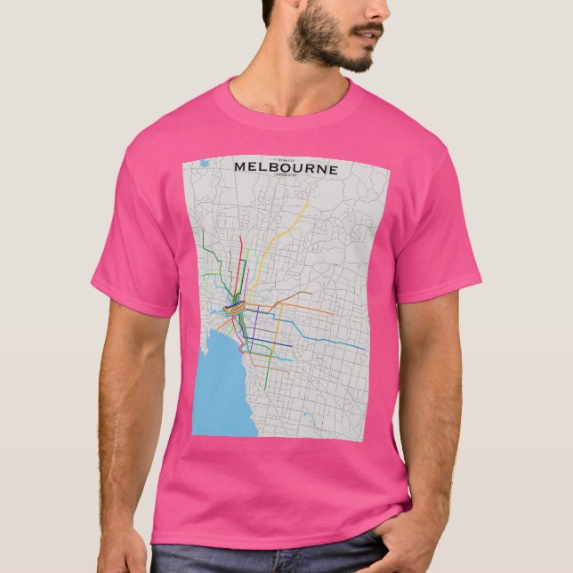 Melbourne Transit Karta T Shirt (Framsida)