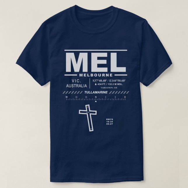 Melbourne Tullamarine Airport MEL T-Shirt (Design framsida)