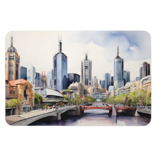 Melbourne vattencolor art magnet
