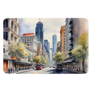 Melbourne vattencolor art magnet