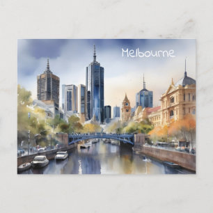 Melbourne vattencolor art vykort