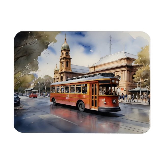 Melbourne vattencolor artPoster Magnet (Horisontell)