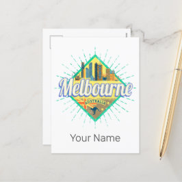Melbourne Victoria Australia Retro Skyline Vintage Helg Vykort
