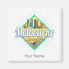 Melbourne Victoria Australia Retro Skyline Vintage Magnet