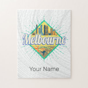 Melbourne Victoria Australia Retro Skyline Vintage Pussel