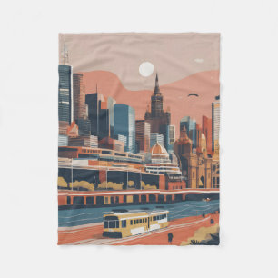 Melbourne vintage affisch fleecefilt