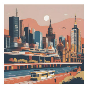 Melbourne vintage affisch fototryck