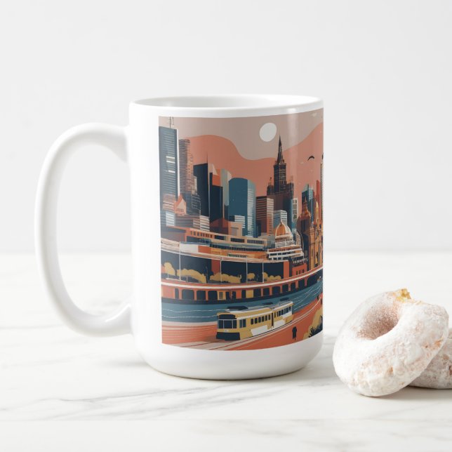 Melbourne vintage affisch kaffemugg (Med munk)