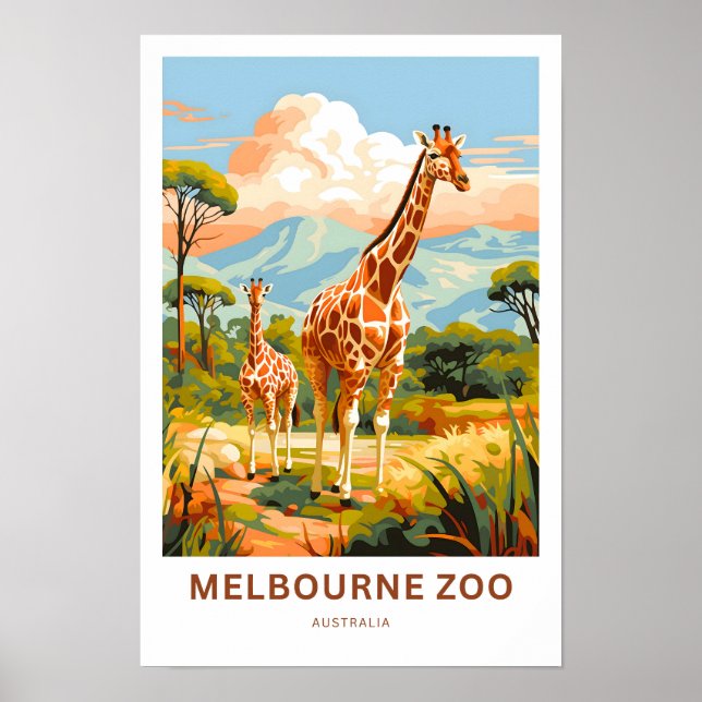 Melbourne Zoo Australia Travel Print Poster (Framsidan)