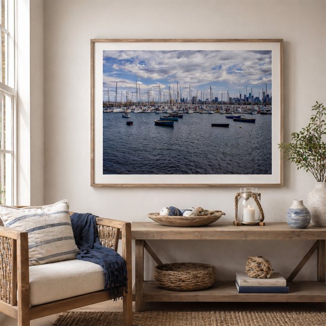 Melbournes skyline och St Kilda Marinas båtar Poster (Skapare uppladdad)