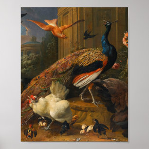 Melchior d'Hondecoeter - Fåglar i en park Poster