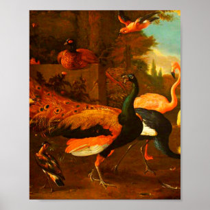 Melchior d'Hondecoeter - Fåglar i en park Poster
