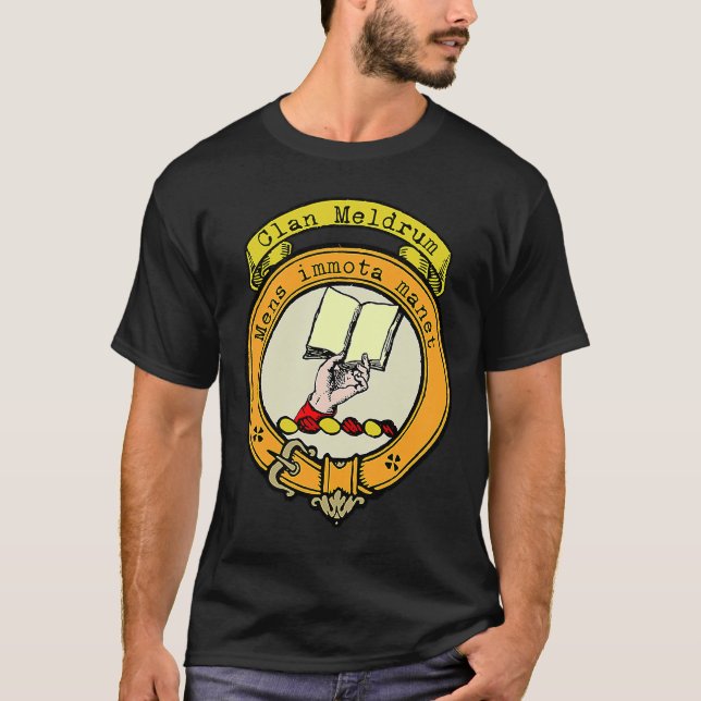 Meldrum Klan Scottish Vapensköld T Shirt (Framsida)