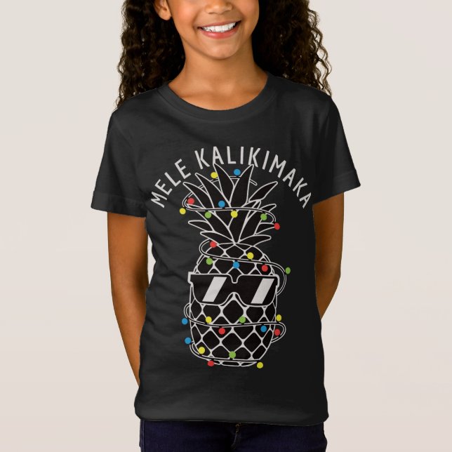 Mele Kalikima Pineapple jul Ljus Julafton Sung T Shirt (Framsida)