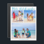 Mele Kalikimaka 3 Photo Beach jul Magnet<br><div class="desc">Chic anpassade strand-familjens fotokollage Julmagnet-kort med dina favorittropiska foton i sol och brev inuti. Lägg till 3 av dina favoritminnen från din ö-semester till kusten på framsidan och ett på baksidan. Ett vackert magnetkort vid kusten med en ren,  modern fotograflayout och ett söt blått skript.</div>